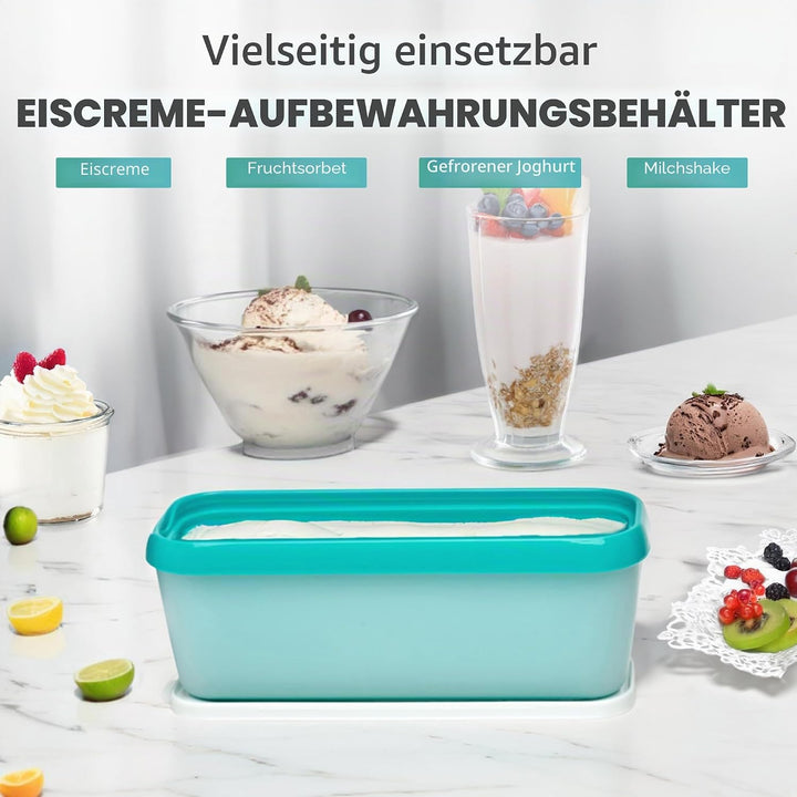 SveBake Eisbehälter für Speiseeis 1,4 Liter - 2er-Set Behälter mit Deckeln, Hausgemachte für EIS Cre