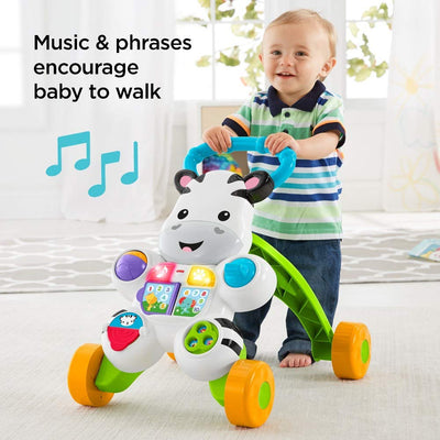 Fisher-Price Lern mit mir - Zebra Lauflernwagen, musikalisches Aktivitäts- und Gehspielzeug mit Lern