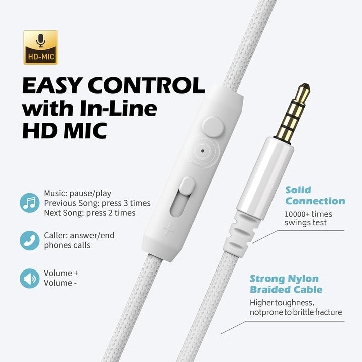 AILIHEN C8 Kopfhörer mit Kabel und Mikrofon, faltbar und verstellbar, On-Ear-Headsets, Lautstärkereg