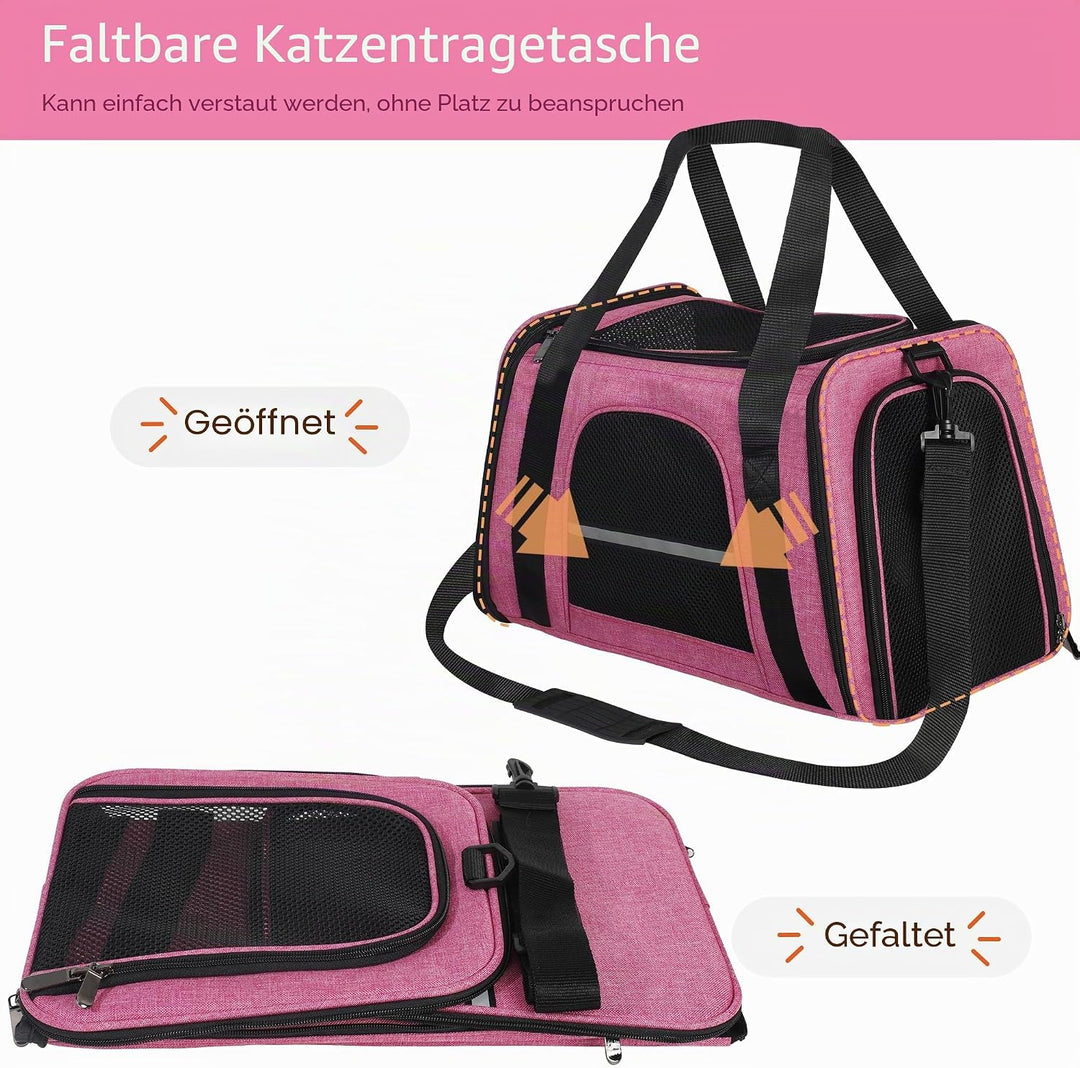 HiCaptain Transporttasche für Katzen Faltbar, mit Schultergurt, Weich Gepolstert, Transportbox für k
