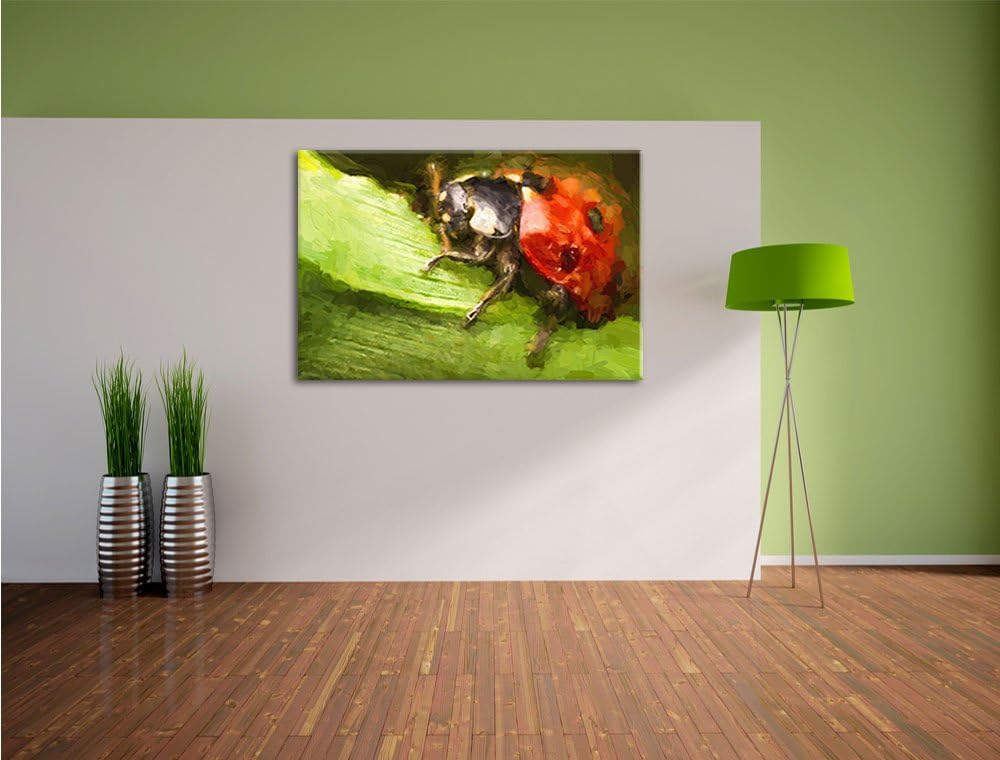 Pixxprint Marienkäfer in Detailaufnahme als Leinwandbild/Grösse: 100x70 / Wandbild/Kunstdruck/fertig