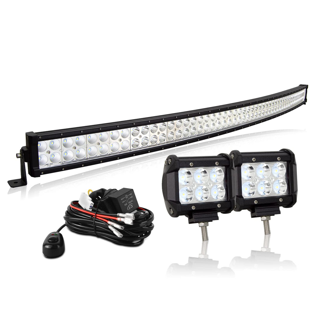 AUXTINGS LED Zusatzscheinwerfer Scheinwerfer 132 cm 300W LED Nebelscheinwerfer gebogen+ 10cm Spotlig