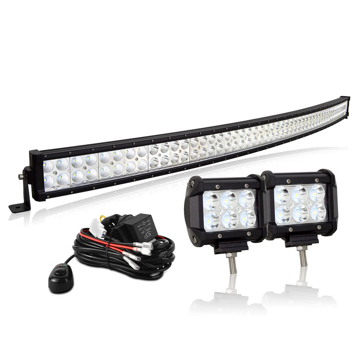 AUXTINGS LED Zusatzscheinwerfer Scheinwerfer 132 cm 300W LED Nebelscheinwerfer gebogen+ 10cm Spotlig