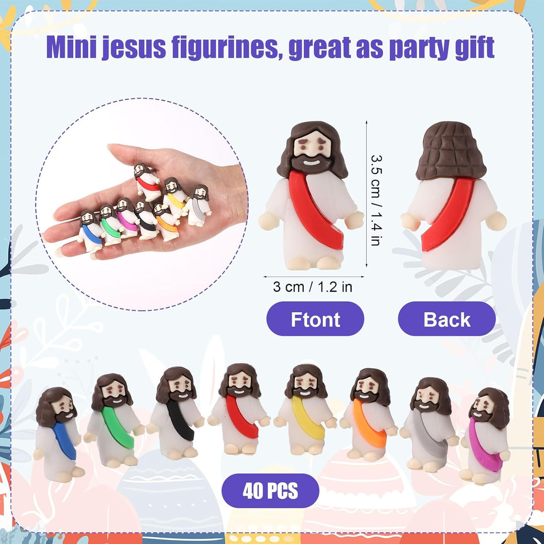 40stk Jesus Spielzeug, 3x1,5x3,5cm Mini Kleine Jesus Figuren Klassischer Christus Spielzeug für Kind