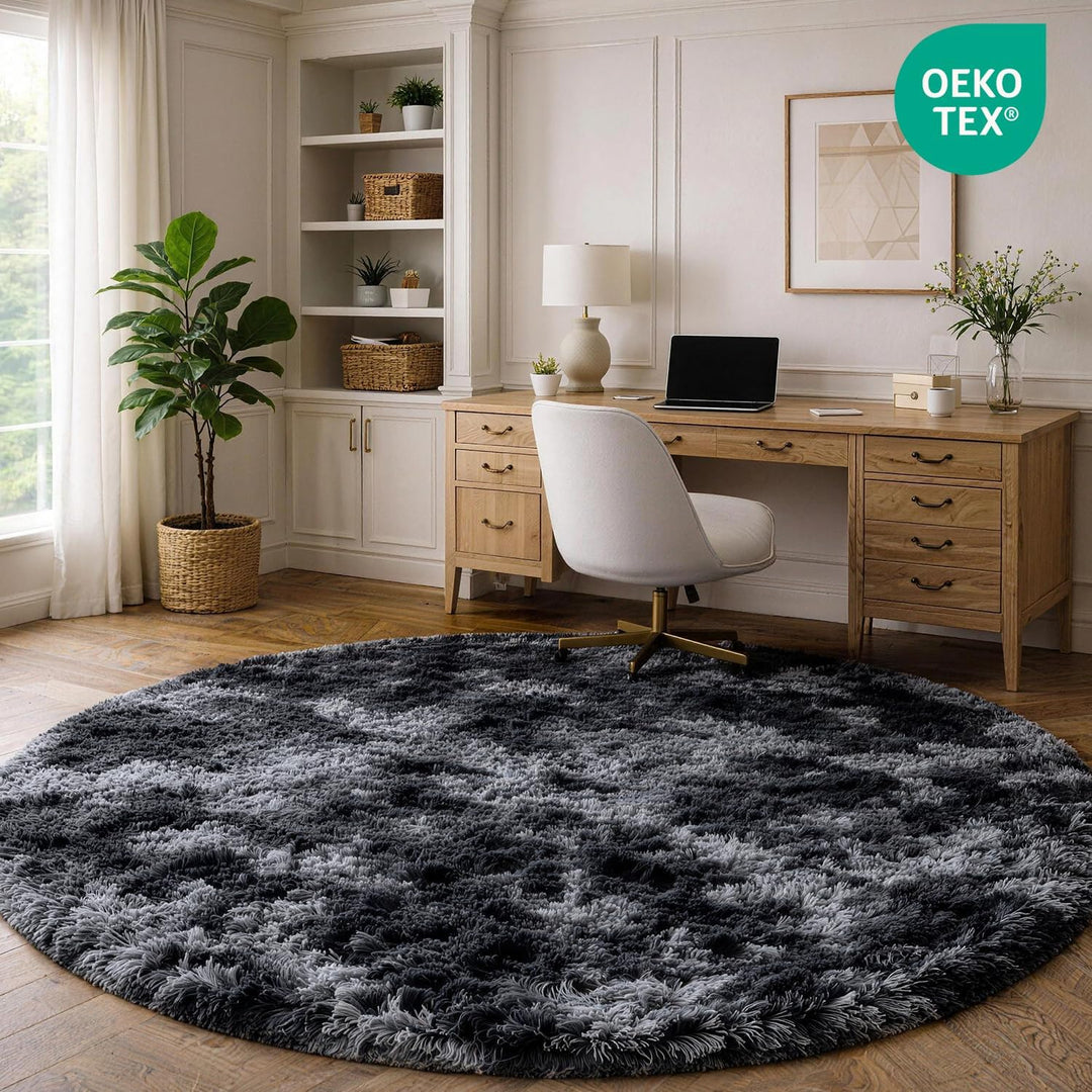 MARATIP Plüsch Teppich Rund,Flauschiger Teppich Rund, modernes Wohnzimmer, Kinder Mädchen,weicher un