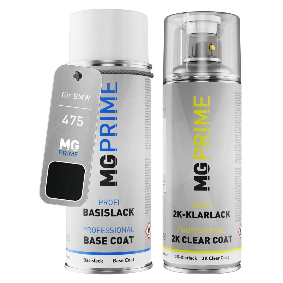MG PRIME Autolack 2K Spraydosen Set für BMW 475 Blacksapphire Perlcolor/Saphirschwarz Metallic Basis