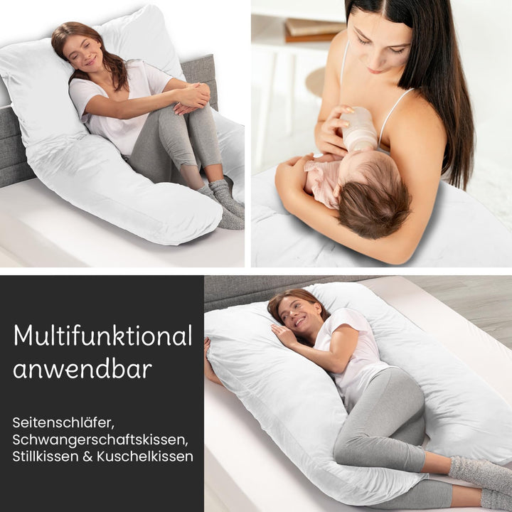 maxVitalis Schwangerschaftskissen in ergonomischer U Form, Stilkissen mit abnehmbarem und waschbarem