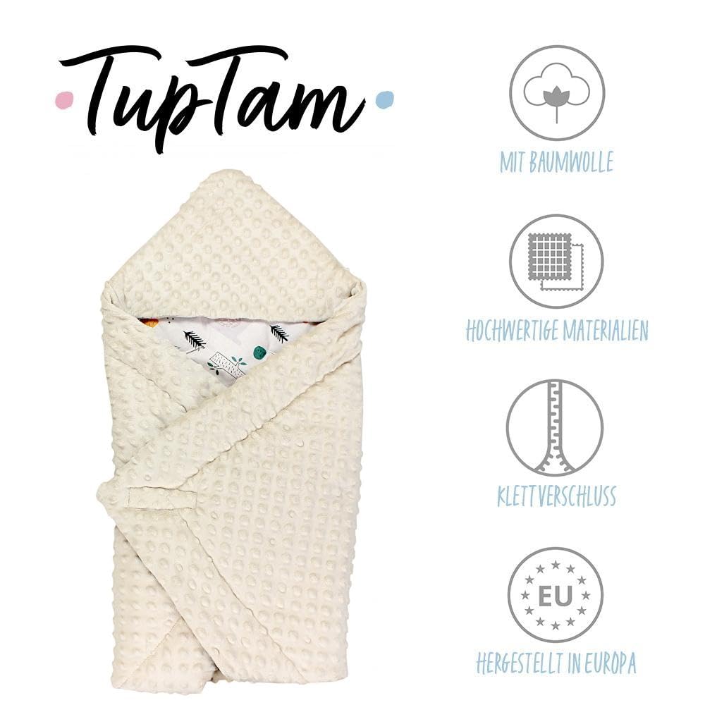 TupTam Baby Winter Einschlagdecke Babydecke 75x75cm für Autositz Babyschale Wattiert Minky Baumwolle