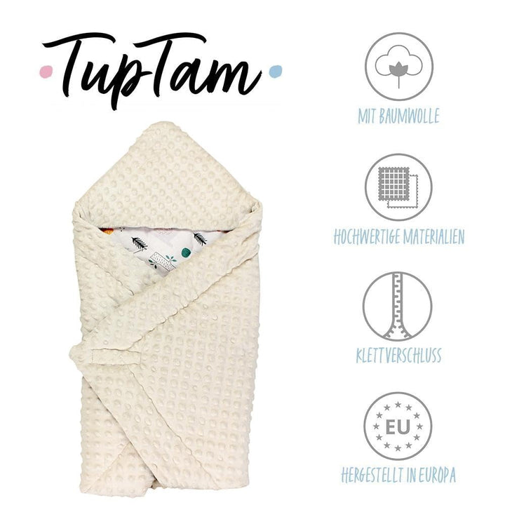 TupTam Baby Winter Einschlagdecke Babydecke 75x75cm für Autositz Babyschale Wattiert Minky Baumwolle