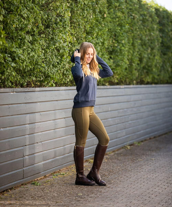 HORZE Damen Thermoreitleggings Active mit Handytasche, Winterreithose, Thermo Reithose Damen 40 Oliv