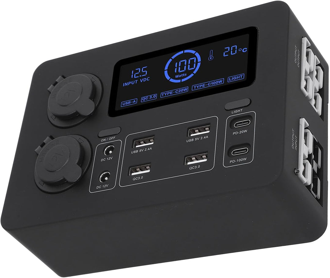 12 V Mini Power Box, 100W LCD -Display USB C QC3.0 Port für 4 Anderson Outlet Multifunktionale Leist