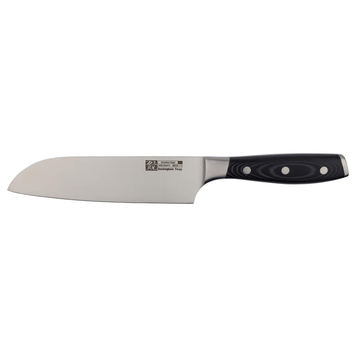 Rockingham Forge RF9100 Serie RF-9107 Santokumesser mit 7“ Klinge aus Edelstahl – Schwarzer, geniete