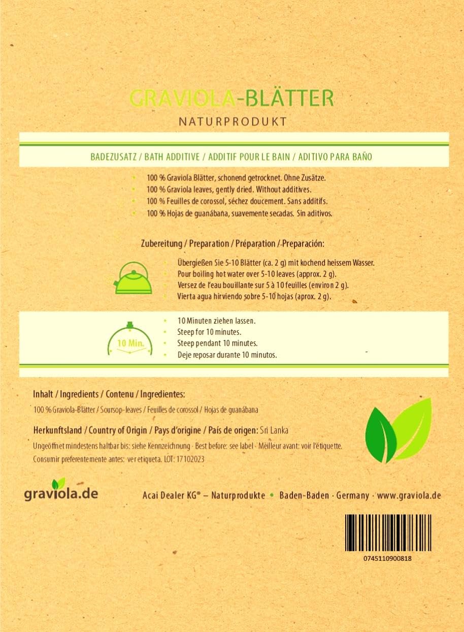 3 x 100g GRAVIOLA BLÄTTER / NEUE ERNTE. Wildsammlung. Naturbelassen & unbehandelt. Teefein. Soursop.