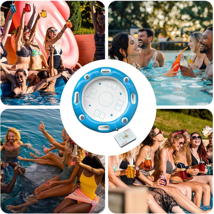 Generisch Schwimmender Spieltisch Für Pool | Aufblasbarer Kartenspieltisch Mit Getränkehalter - Inkl