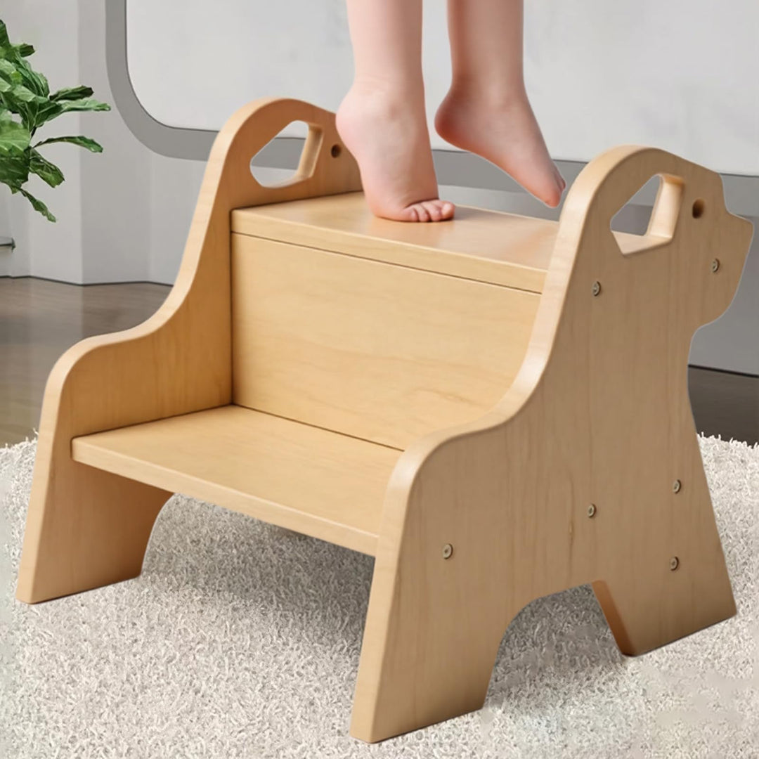 Tritthocker für Kinder - 2-Stufig Hocker Kinderschemel, mit Antirutschmatte und Griff, Multifunktion