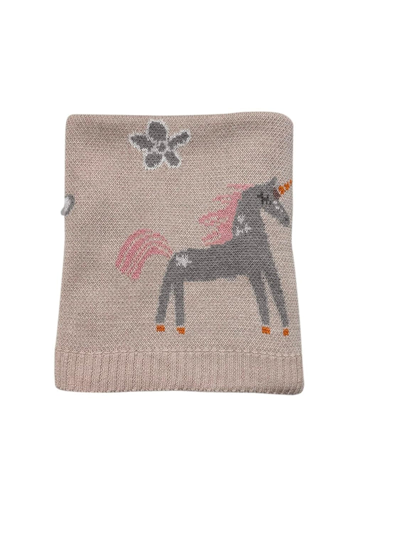 KAISER 65214 UNICORN - Babydecke Strick 100% Bio Baumwolle (kbA), atmungsaktive Babydecke, Ganzjähri