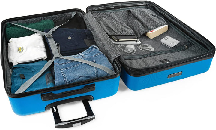 SKPAT Reisekoffer-Set, 4 Räder, Reisekoffer-Set, leicht, mit Zahlenschloss Elektrisches Blau M + L,