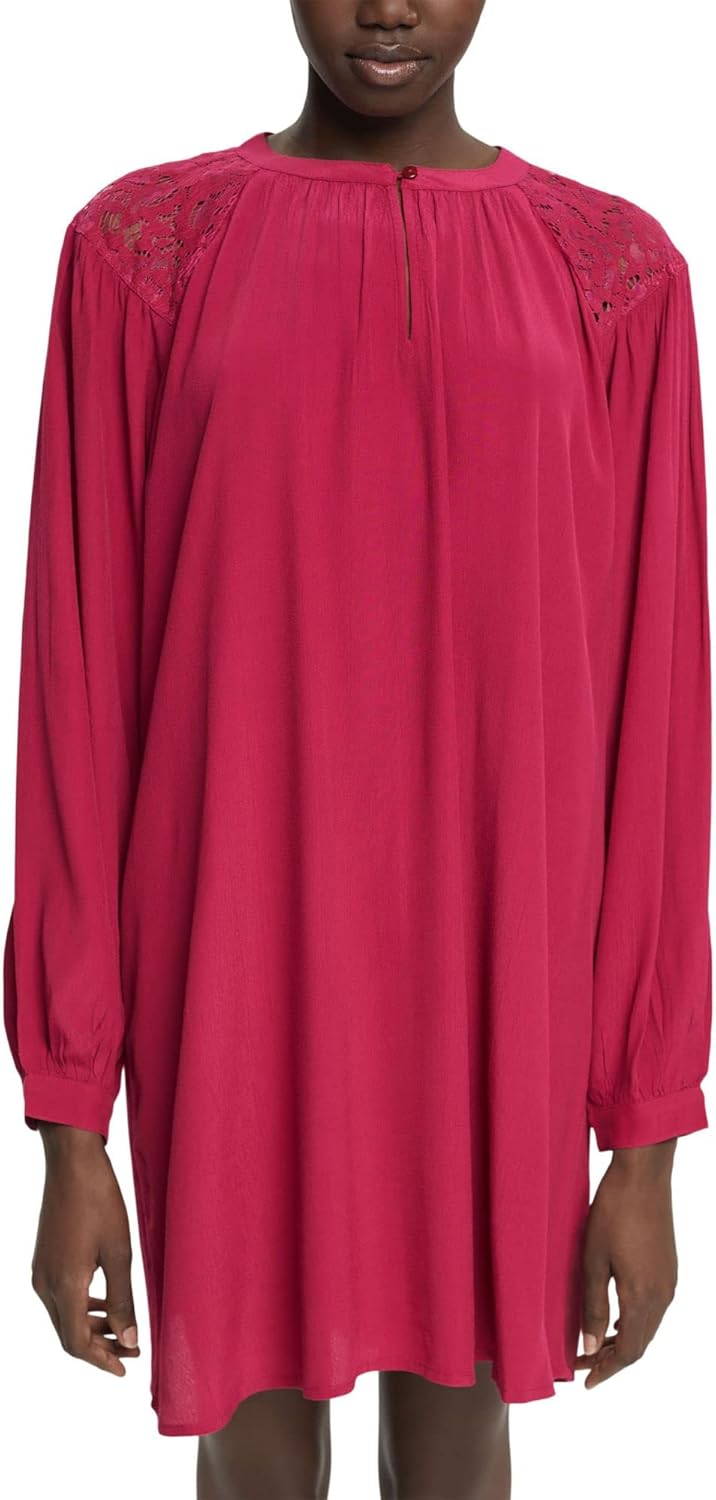 ESPRIT Kleid mit Spitzendetails XS 615/Cherry Red, XS 615/Cherry Red