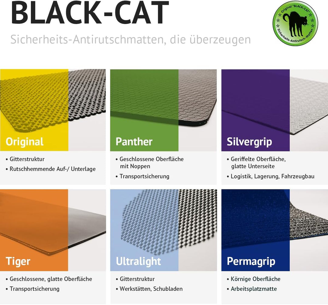 BLACK-CAT Foodmate Lichtgrau Antirutschmatte 1500×300 mm – lebensmittelecht, kältestabil bis −40 °C,