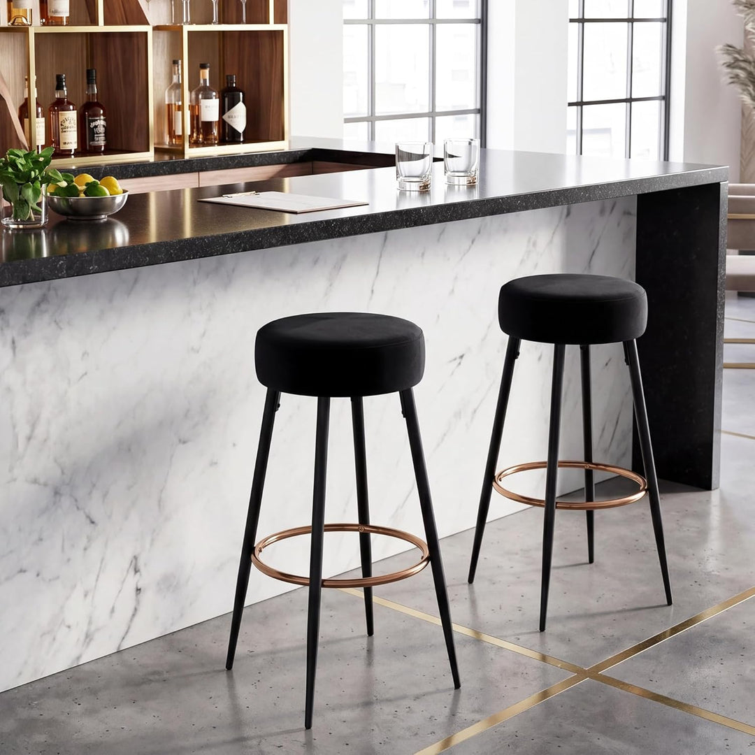 Duhome Barhocker 2er Set Barstühle Runde Tresenhocker Samt Bistrohocker mit Fussstütze für Bistro Kü