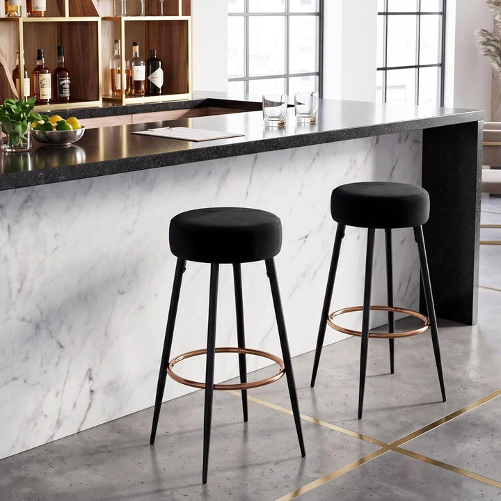 Duhome Barhocker 2er Set Barstühle Runde Tresenhocker Samt Bistrohocker mit Fussstütze für Bistro Kü