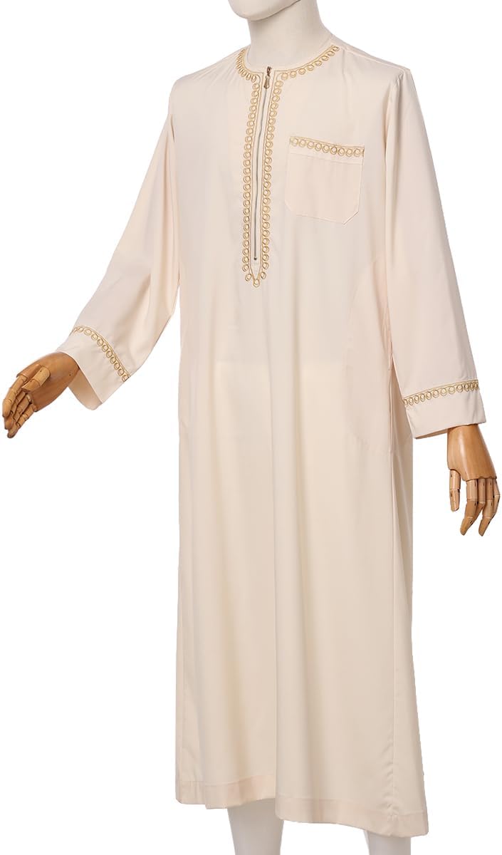CAMDOM Naher Osten Arabische Herren Roben Muslimische Kaftan Kleidung V-Ausschnitt Thobe Arabisch Mu