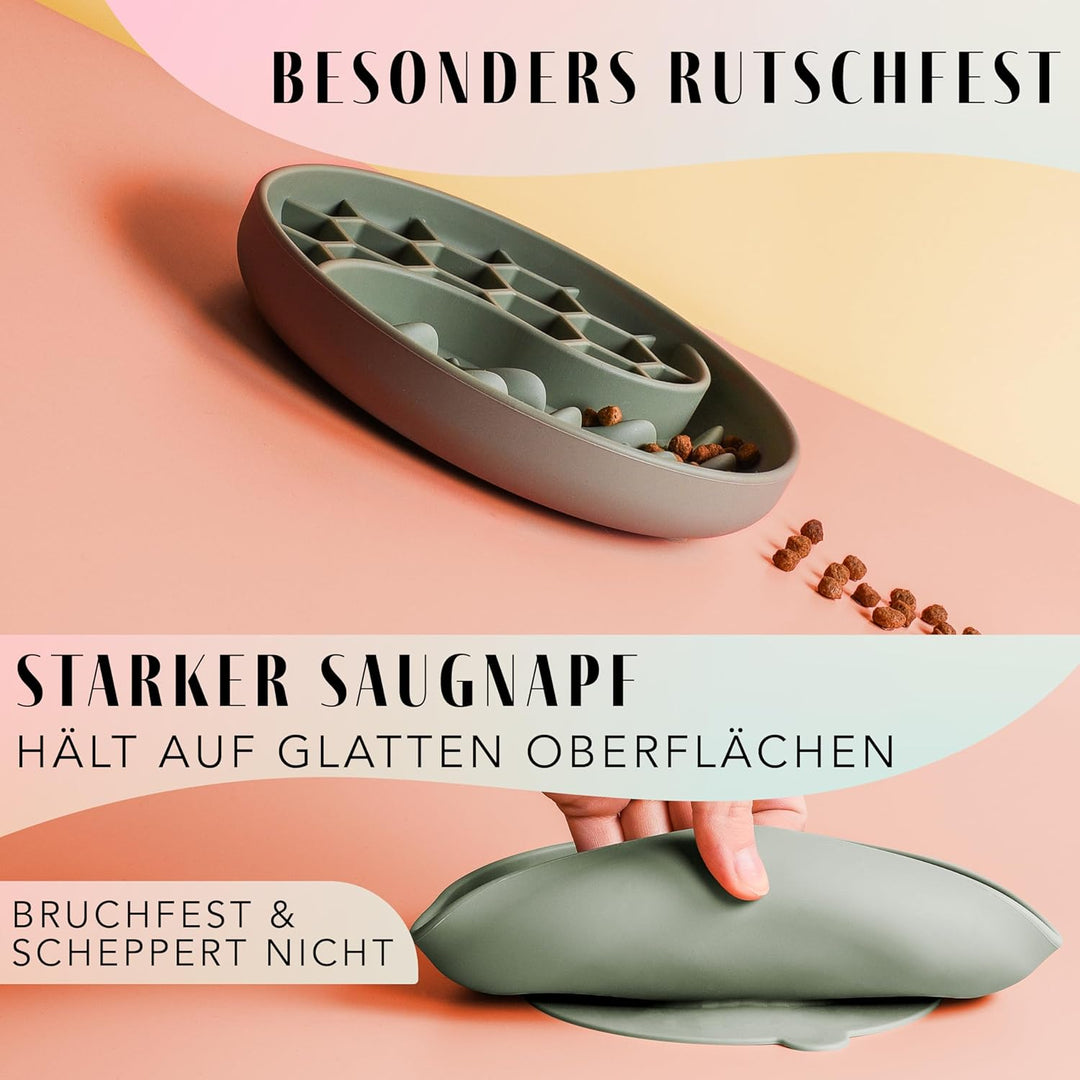 ne&no® Anti Schling Napf für Hunde und Katzen I Slow Feeder I Leckmatte Hund mit grossem Saugnapf I