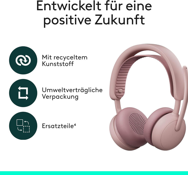 Logitech Zone Wireless 2 ES – kabelloses Headset mit Geräuschunterdrückung, adaptiver Hybrid-ANC, Bl