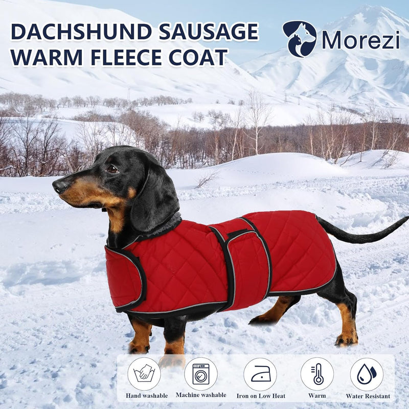 MOREZI Dackel Hund Winterjacke. wasserdichte Hundejacke. Mit Wolle, inneren und verstellbaren Schult