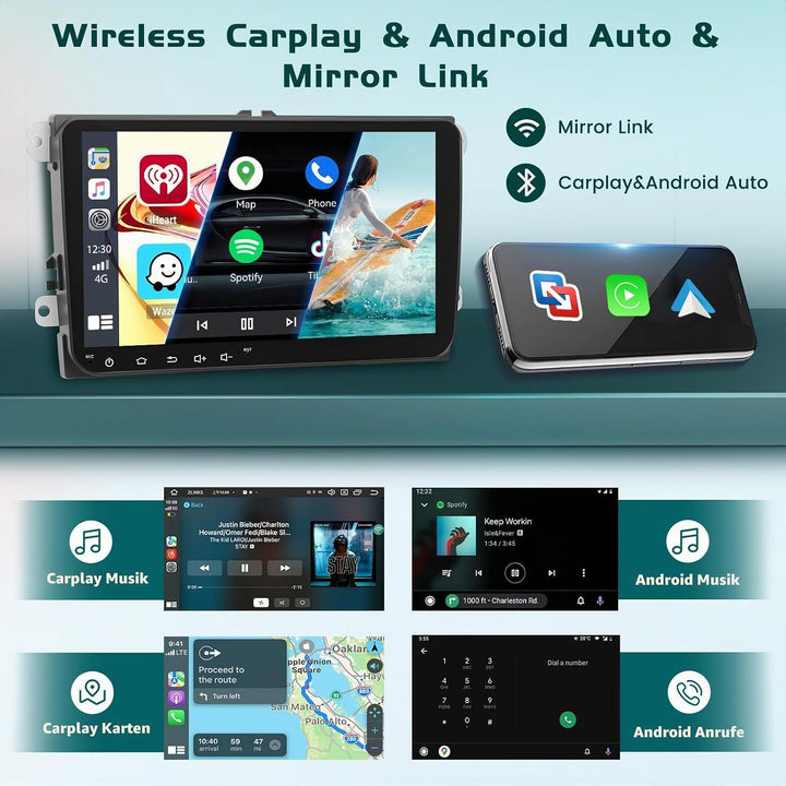 8 Core 6G+128G DSP Hikity Android 15 Autoradio für VW Golf 5 6 Passat Tiguan Polo Caddy Seat, 9-Zoll
