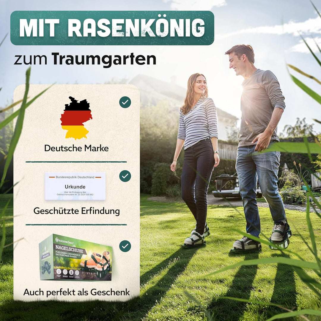 RASENKÖNIG Nagelschuhe Pro | Rasenlüfter Schuhe + Estrichschuhe | Rasenbelüfter Vertikutierer und Ae