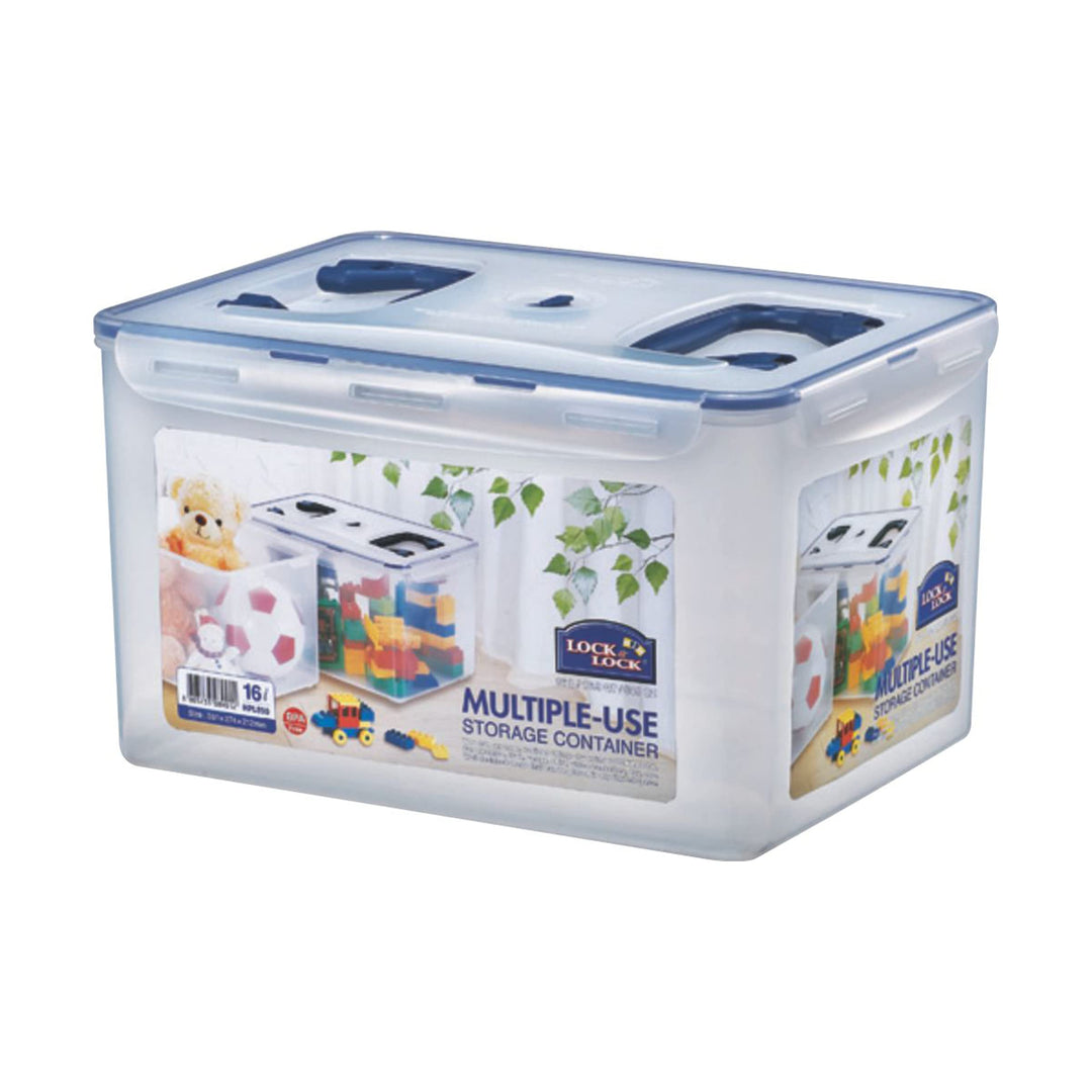 LocknLock PP CLASSIC Aufbewahrungsbox mit Deckel und Griffen | 16 L, 361 x 274 x 212 mm | 100 % Luft