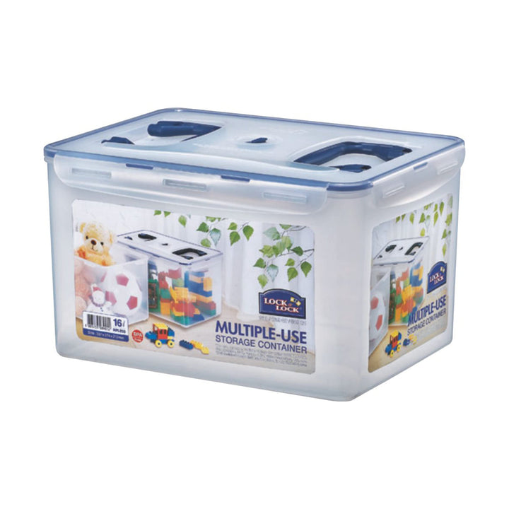 LocknLock PP CLASSIC Aufbewahrungsbox mit Deckel und Griffen | 16 L, 361 x 274 x 212 mm | 100 % Luft