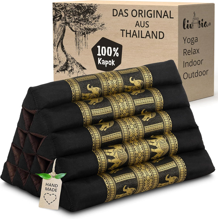 livasia Rückenstützkissen extrahoch mit Thaiseide, Dreieckskissen für Garten/Balkon, Keilkissen mit