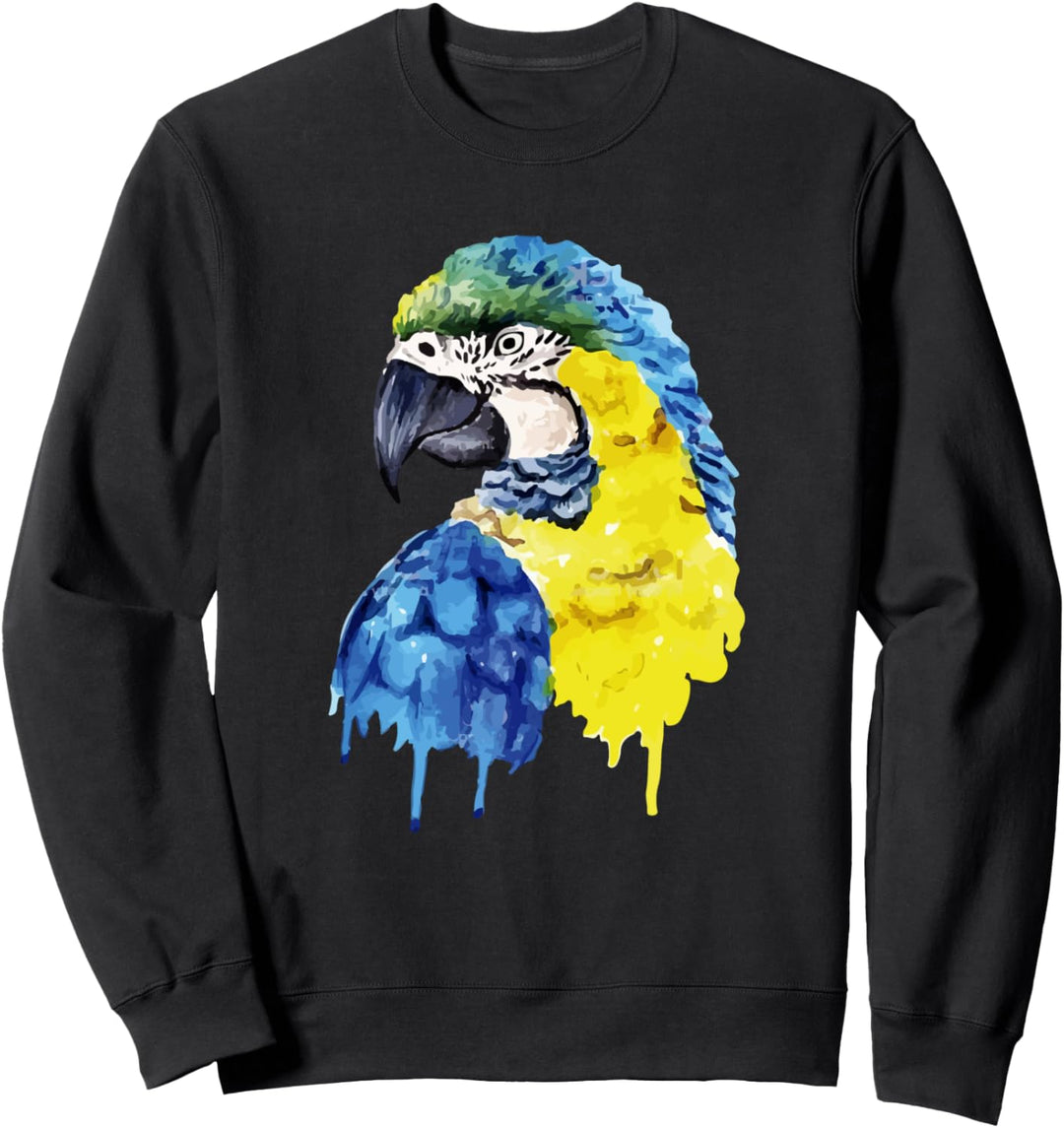 Macaw Parrot - Watercolour Painting Drawing - Bird Lover Sweatshirt