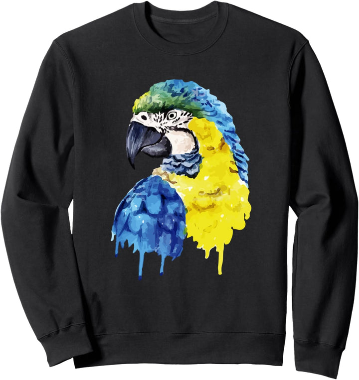 Macaw Parrot - Watercolour Painting Drawing - Bird Lover Sweatshirt