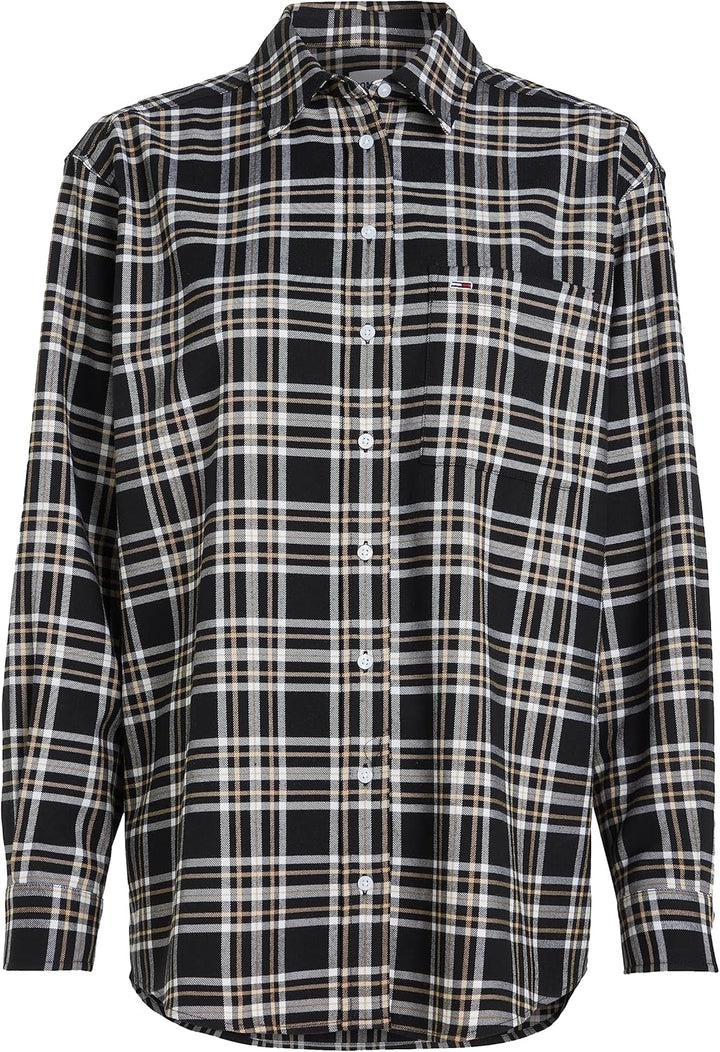 Tommy Jeans Damen Tjw Check Overshirt Gewebte Oberteile S Black Check, S Black Check
