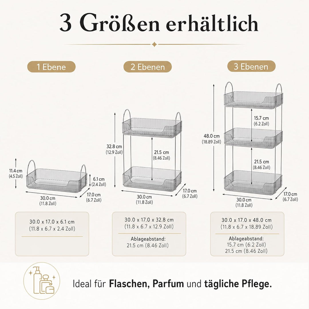 3 Etagen Badezimmer Organizer, Kosmetik Aufbewahrung &amp; Parfüm Tablett (Grau), Grosses Hautpflege Reg