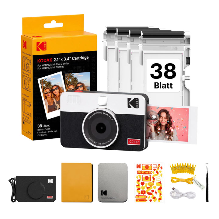 Kodak Mini Shot 2 Retro 4PASS Sofortkamera und trag printer 2-in-1, 5,3×8,6 Zentimeter Sofortdrucke,