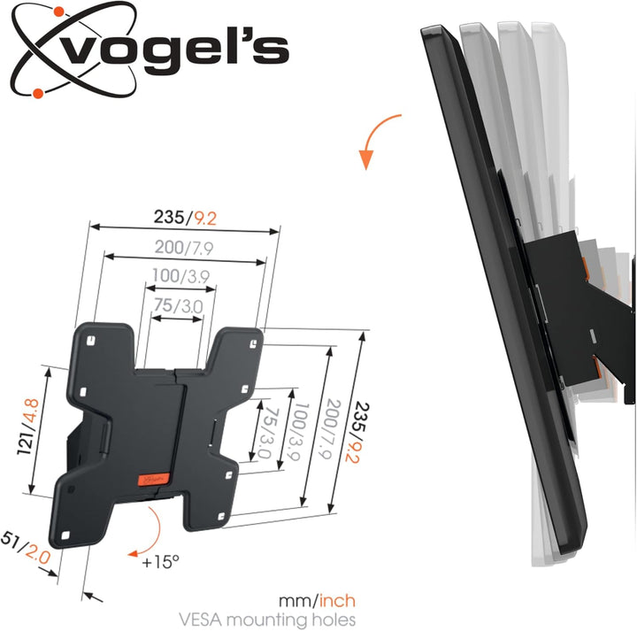 Vogels WALL 3115 neigbare TV Wandhalterung für 19-43 Zoll Fernseher, max. 20 kg, max. VESA 200 x 200