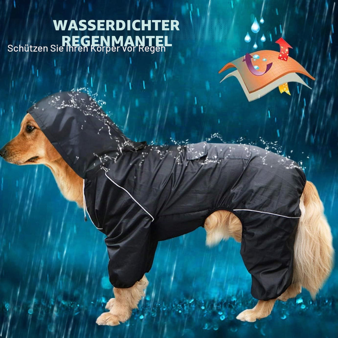 Idepet Regenmantel für Hunde, wasserdicht Winddicht mit Kapuze für kleine und mittelgrosse Hunde 4XL