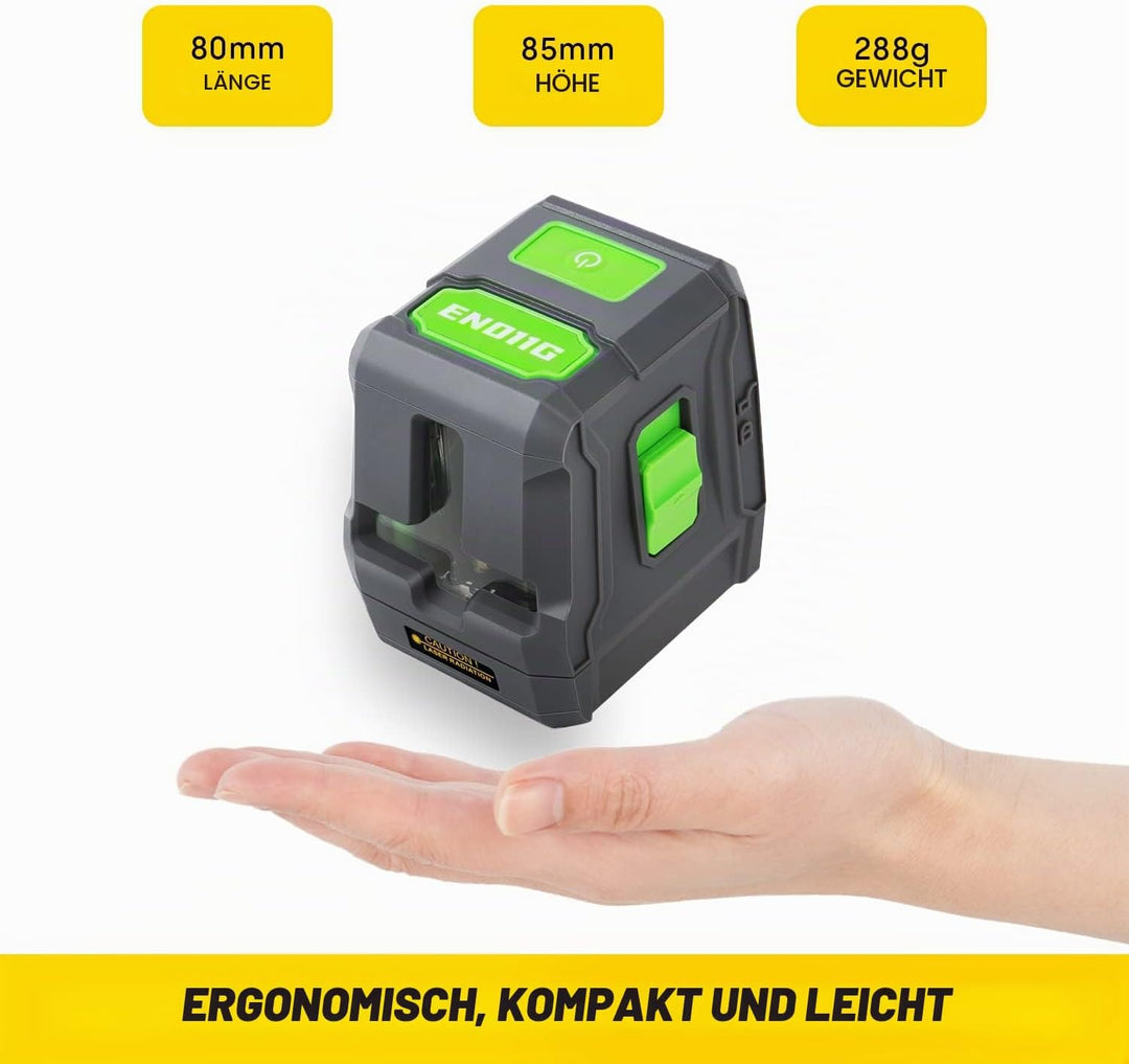Kreuzlinienlaser Grün, ENVENTOR EN011G Selbstnivellierend Linienlaser 25m ± 0,3mm/m, Vertikale/Horiz