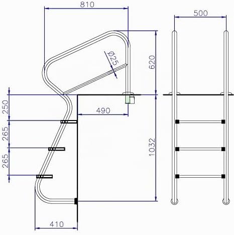 Ideal Eichenwald Schwimmbadtreppe Pooltreppe Edelstahltreppe Treppe 3-St Schwimmbadleiter Leiter
