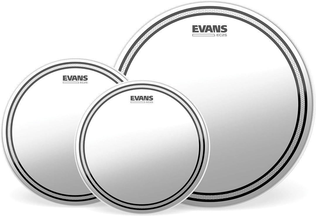 Evans EC2S Clear Rock Pack 25,4 cm, 30,5 cm, 40,6 cm, 35,6 cm HD Dry Snare Teig, Transparent