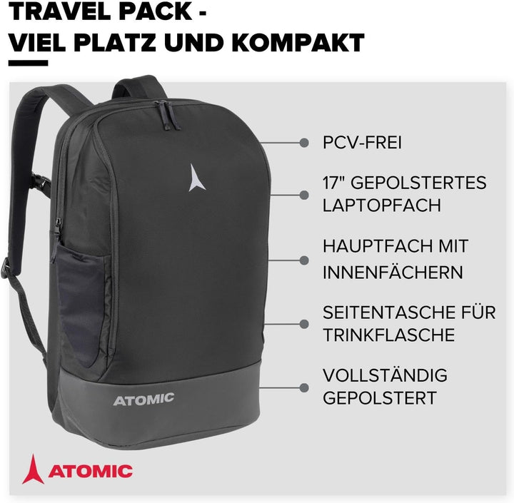 ATOMIC TRAVEL PACK Rucksack - Schwarz - Rucksäcke mit herausnehmbaren Fächern - Laptoprucksack mit 1