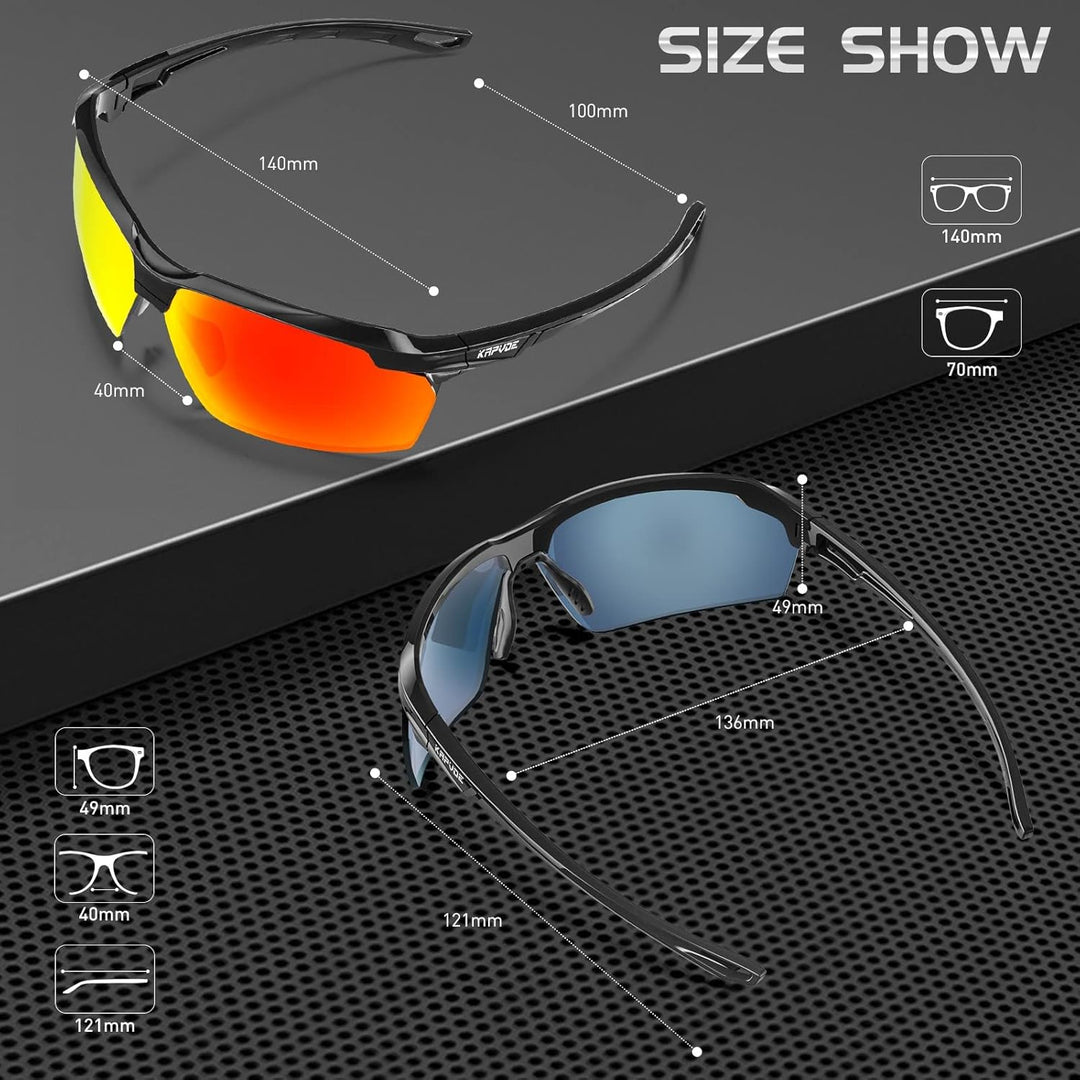 KAPVOE Fahrradbrille Polarisiert Sonnenbrille Sportbrille MTB Brille Radbrille Herren Damen Rennrad