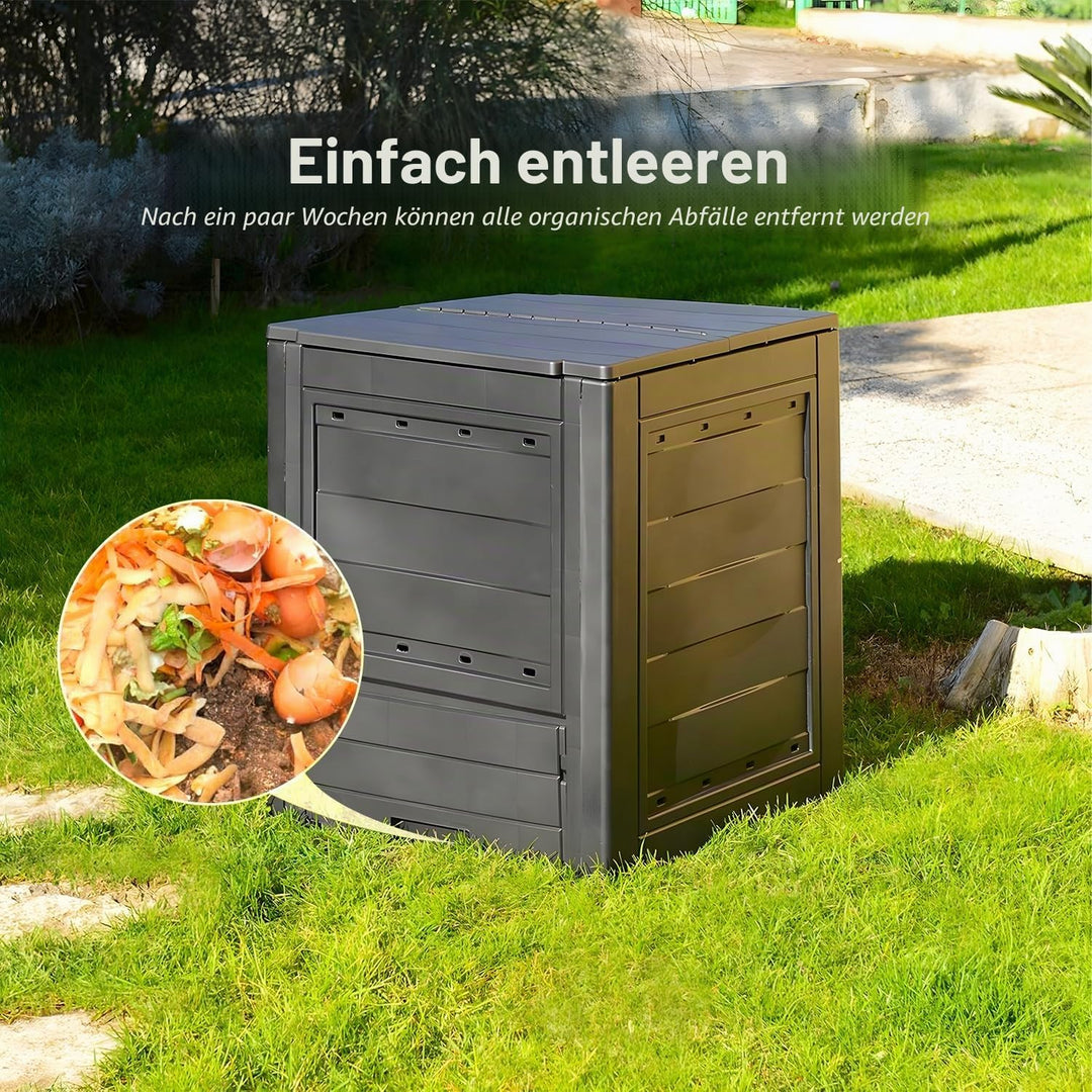 Avilia Komposter für den Garten, Kompostbehälter mit Frontzugang, Polypropylen, 260 l, 60 x 60 x 73