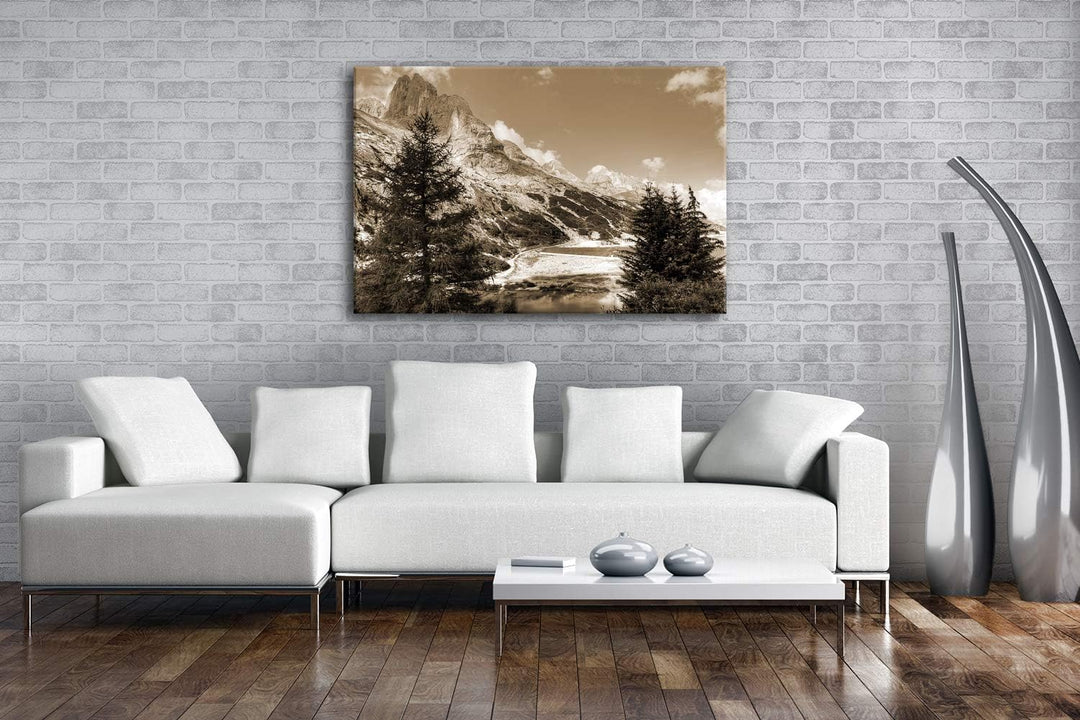 deyoli Berge in Südtirol Format: 80x60 Effekt: Sepia als Leinwandbild, Motiv fertig gerahmt auf Echt