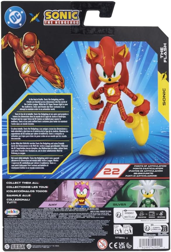 Sonic The Hedgehog DC x Sonic Sonic als The Flash – 13 cm grosse Actionfigur, offiziell lizenziert v