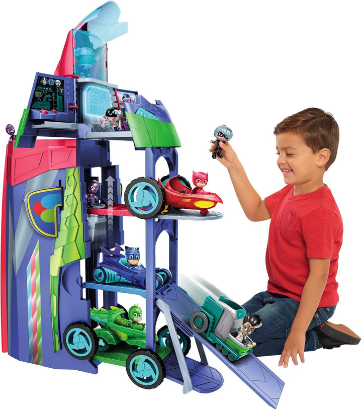 Simba 109402466 - PJ Masks Verwandelbares Hauptquartier, Fahrzeug, 2-in-1, transformiert sich, mit L